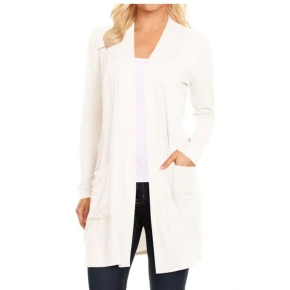 Rachel Zoe White Open Front Soft Cardigan - Picture 1 of 5